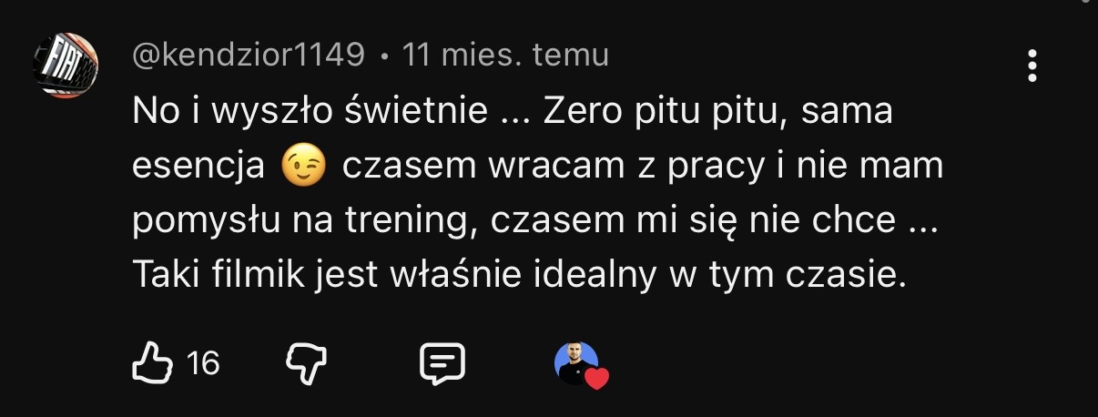 Komentarz pod filmem Kamila Nosala