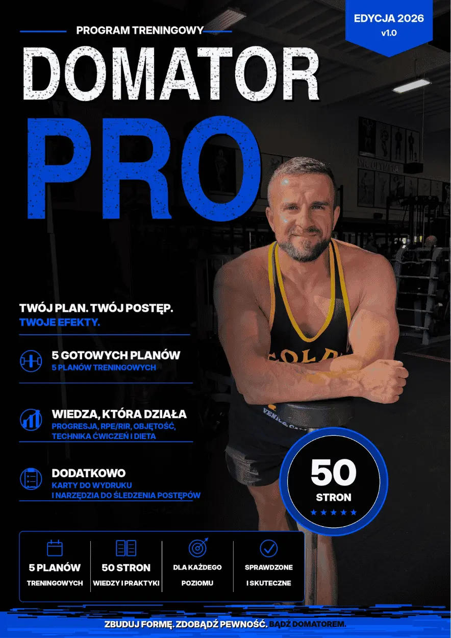 Domator PRO — okładka programu treningowego z hantlami, edycja 2026